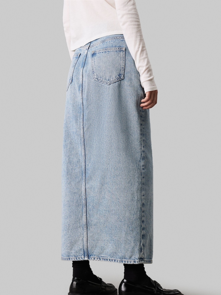 Calvin Klein Blue Maxi Denim Skirt - Image 2 of 4