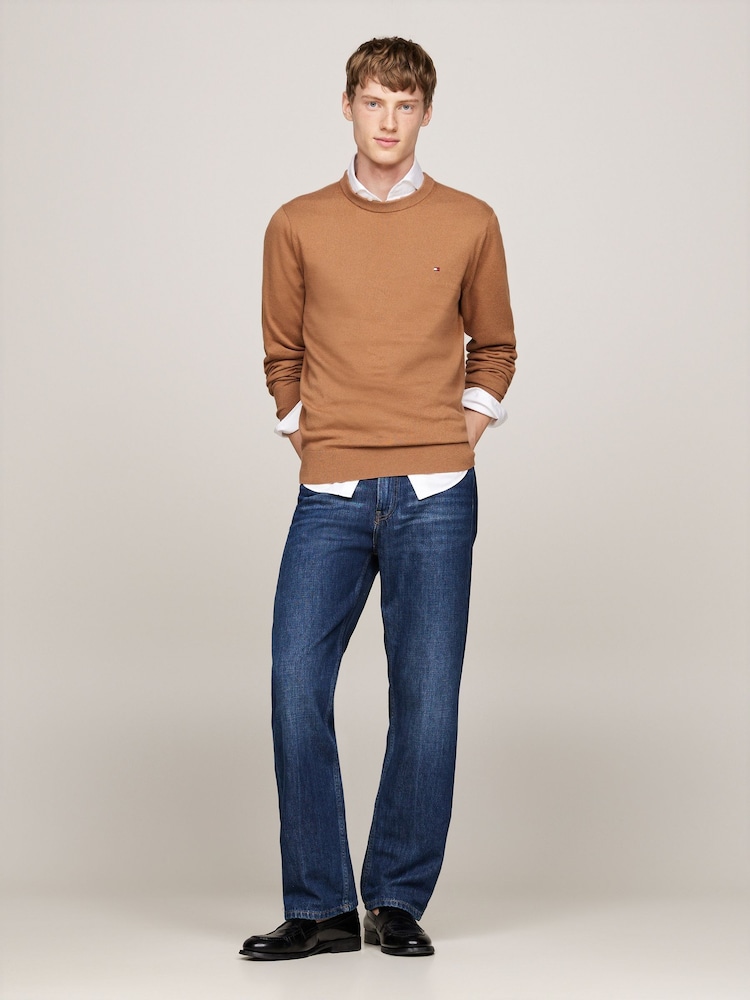 rjava - Tommy Hilfiger bombažni pulover Blend kašmirjem - Slika 1 iz 6 rjava - Tommy Hilfiger bombažni pulover Blend kašmirjem - Slika 1 iz 6