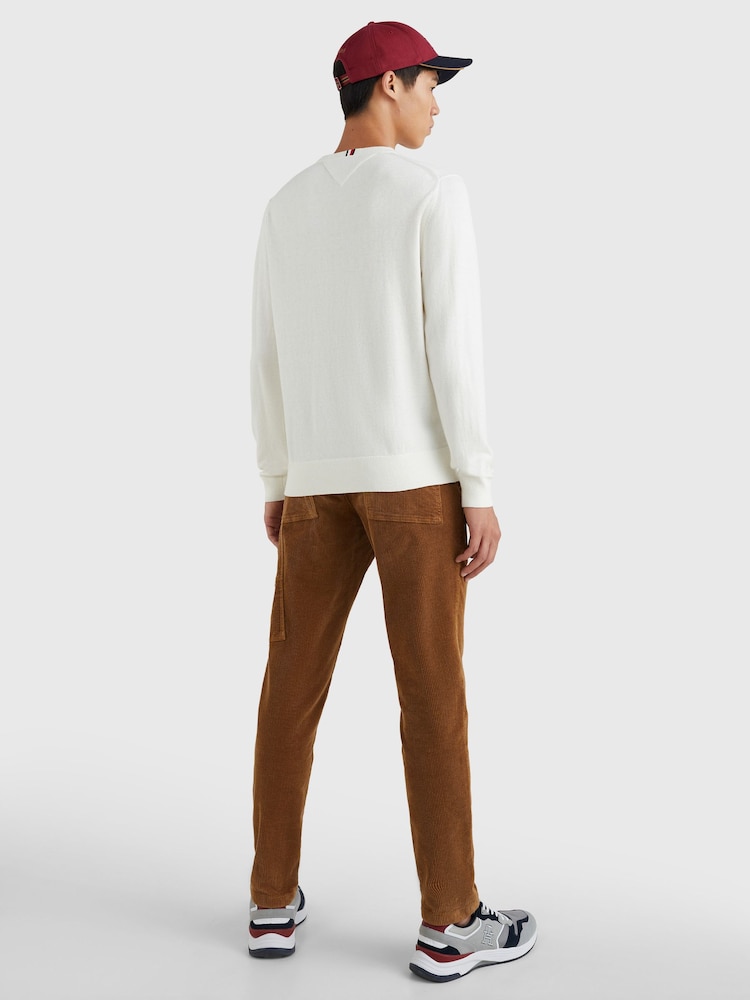 Tommy Hilfiger Organic Pima Cotton Cashmere Crew Neck White Sweater - Image 2 of 5