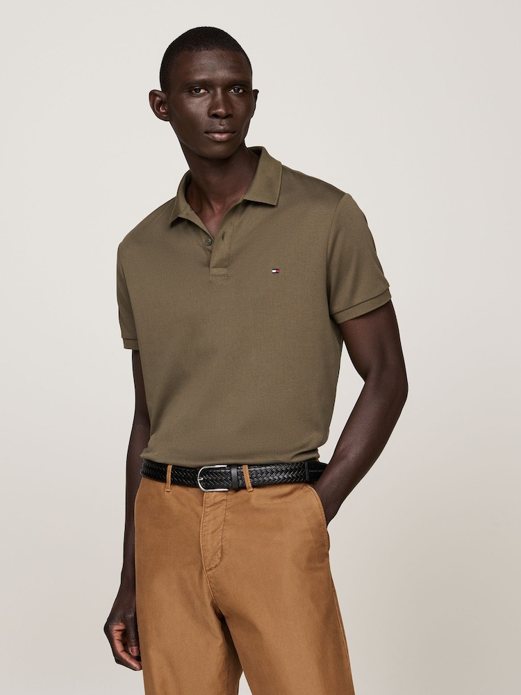 Tommy Hilfiger Green Regular Fit Liquid 100% Cotton Essential Polo Shirt - Image 1 of 6