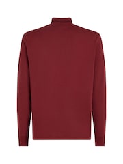 Tommy Hilfiger Red Regular Fit Long Sleeved Quarter Zip Detail Polo Shirt - Image 2 of 3