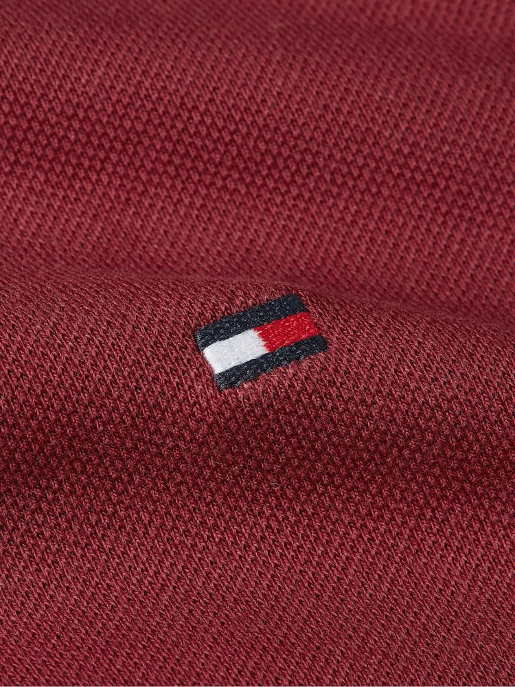 Tommy Hilfiger Red Regular Fit Long Sleeved Quarter Zip Detail Polo Shirt - Image 3 of 3
