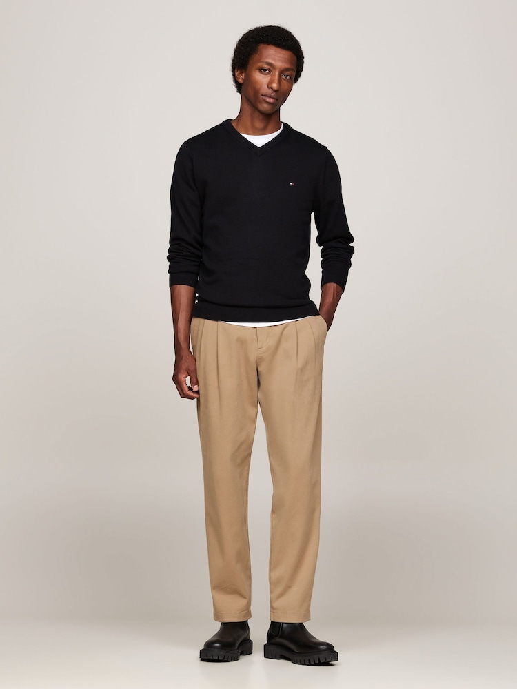 Zwart - Tommy Hilfiger Pima Cashmere V-Neck Sweater - Image 4 of 5