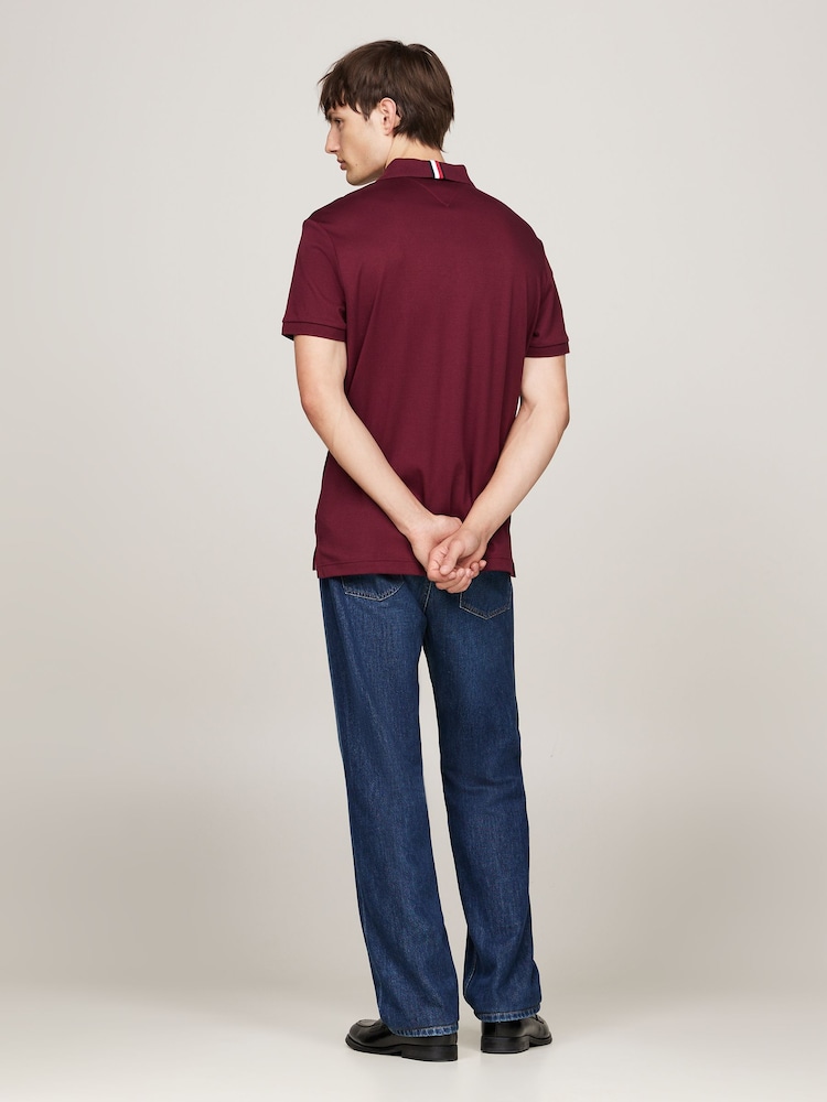 Tommy Hilfiger Red Regular Fit Liquid 100% Cotton Essential Polo Shirt - Image 2 of 5