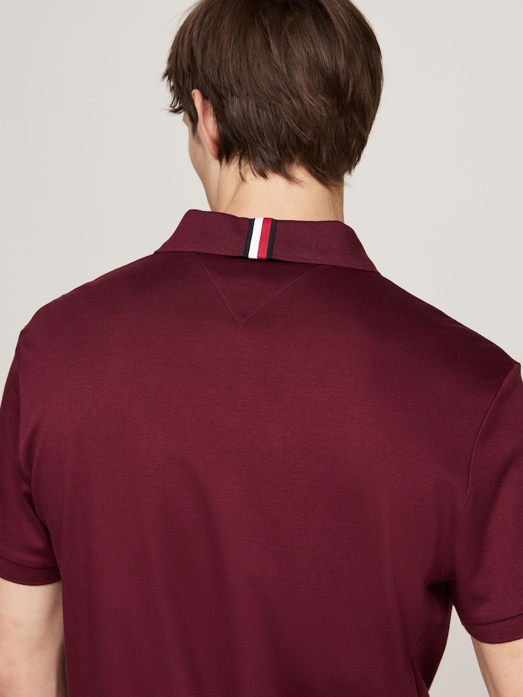 Tommy Hilfiger Red Regular Fit Liquid 100% Cotton Essential Polo Shirt - Image 4 of 5