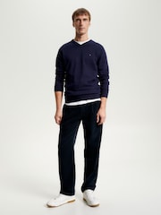 Tommy Hilfiger Blue Pima Cashmere V-Neck Sweater - Image 4 of 5