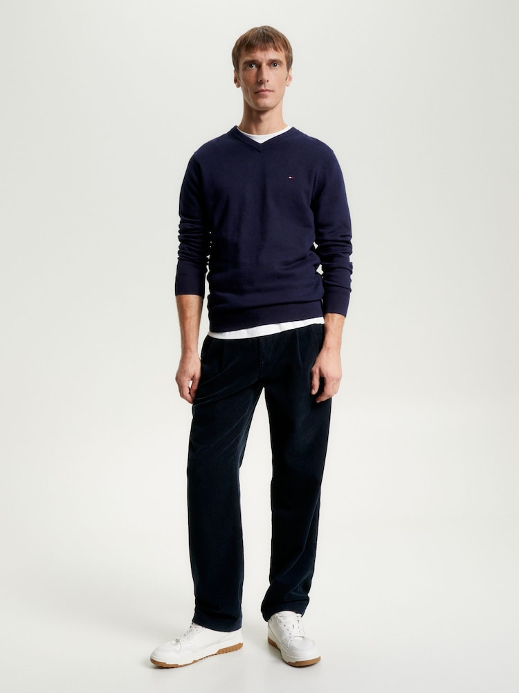 Blauw - Tommy Hilfiger Pima Cashmere V-Neck Sweater - Image 4 of 5