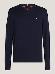 Tommy Hilfiger Blue Pima Cashmere V-Neck Sweater - Image 5 of 5