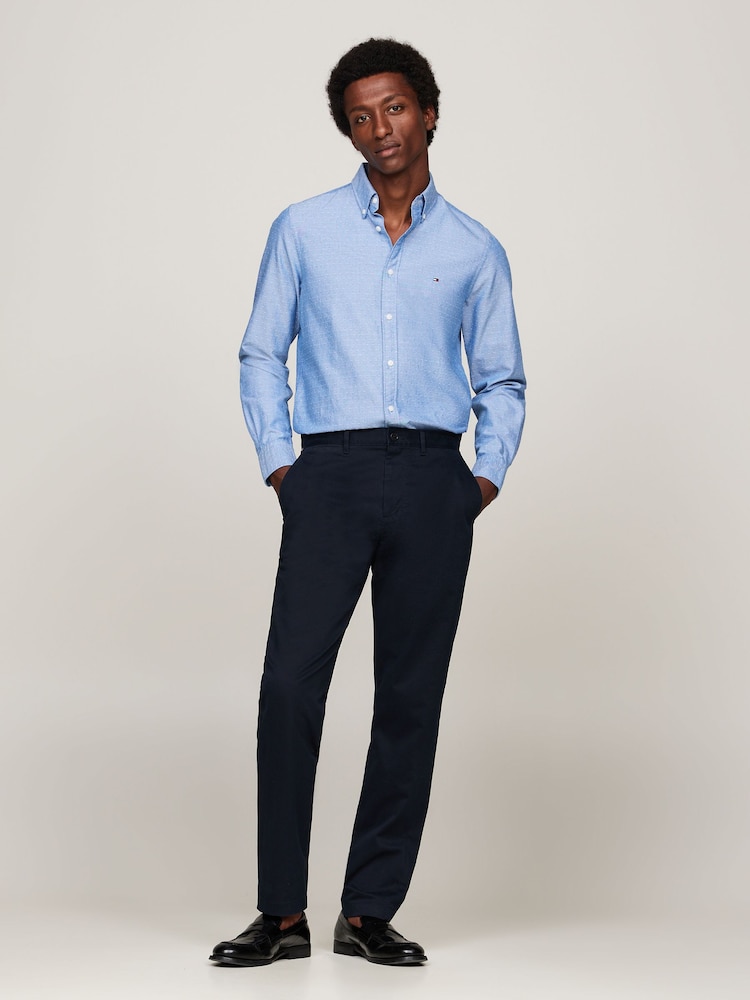 Tommy Hilfiger Blue Slim Fit Oxford Dobby Shirt - Image 2 of 5