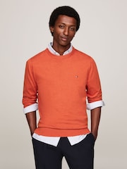Tommy Hilfiger Orange Cotton Blend Jumper With Cashmere - Image 1 of 5
