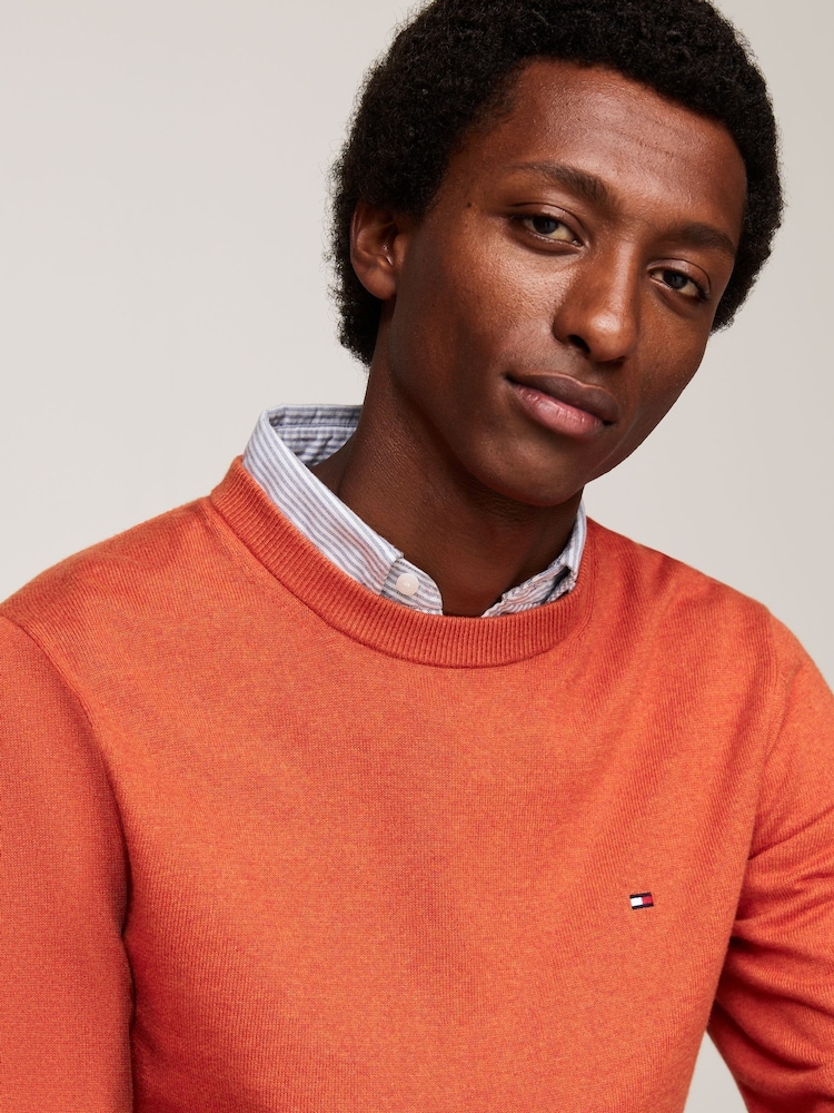 Tommy Hilfiger Orange Cotton Blend Jumper With Cashmere - Image 3 of 5