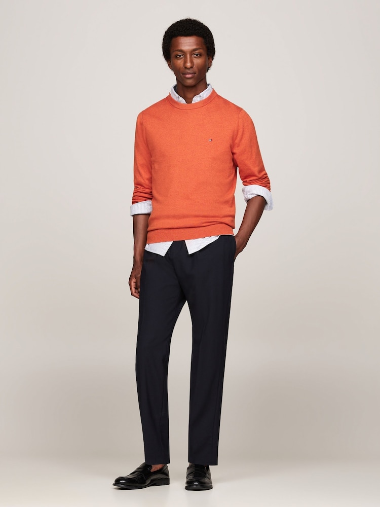 Tommy Hilfiger Orange Cotton Blend Jumper With Cashmere - Image 4 of 5