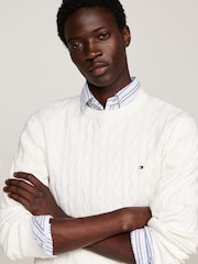 Tommy Hilfiger White Classic Cable Jumper - Image 4 of 5