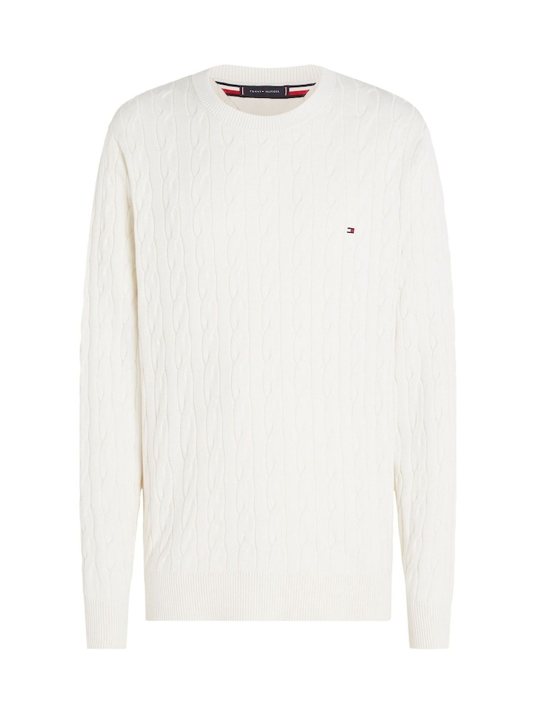 Tommy Hilfiger White Classic Cable Jumper - Image 5 of 5 Tommy Hilfiger White Classic Cable Jumper - Image 5 of 5