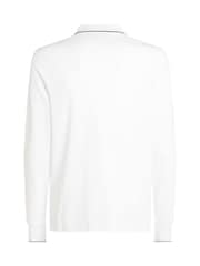 Tommy Hilfiger White Regular Fit Long Sleeved Quarter Zip Detail Polo Shirt - Image 2 of 2