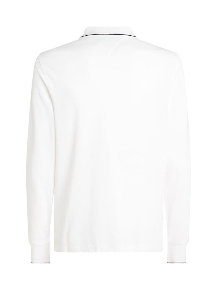 Tommy Hilfiger White Regular Fit Long Sleeved Quarter Zip Detail Polo Shirt - Image 2 of 2