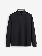 Zwart - Tommy Hilfiger 1985 poloshirt met lange mouwen en standaard pasvorm - Image 4 of 4