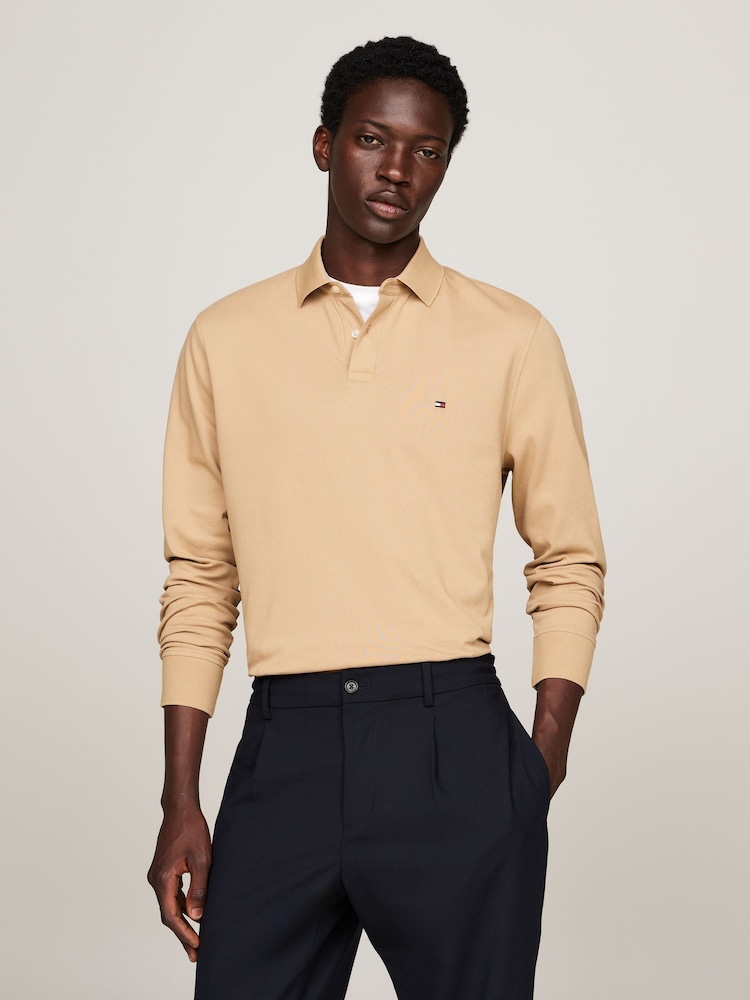 Tommy Hilfiger Brown 1985 Regular Long Sleeve Polo Shirt - Image 1 of 6