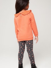M&Co Orange Collared Top and Ditsy Leggings Set - Image 2 of 5
