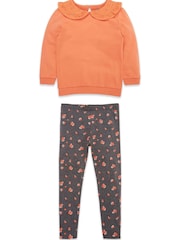 M&Co Orange Collared Top and Ditsy Leggings Set - Image 3 of 5