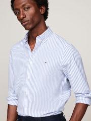Tommy Hilfiger Blue Slim Fit Classic Poplin Stripe Shirt - Image 3 of 5