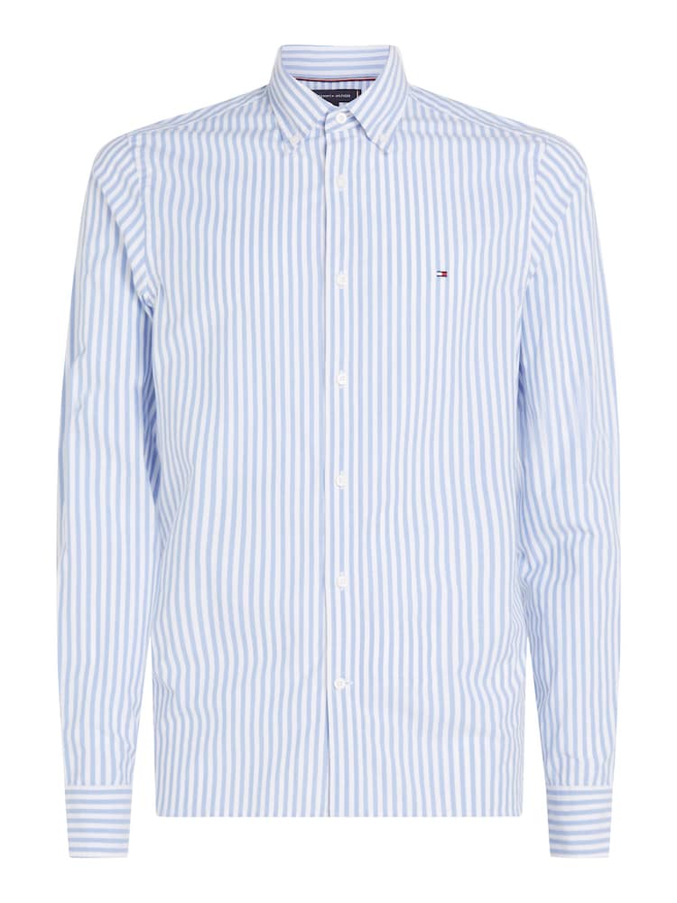 Tommy Hilfiger Blue Slim Fit Classic Poplin Stripe Shirt - Image 5 of 5