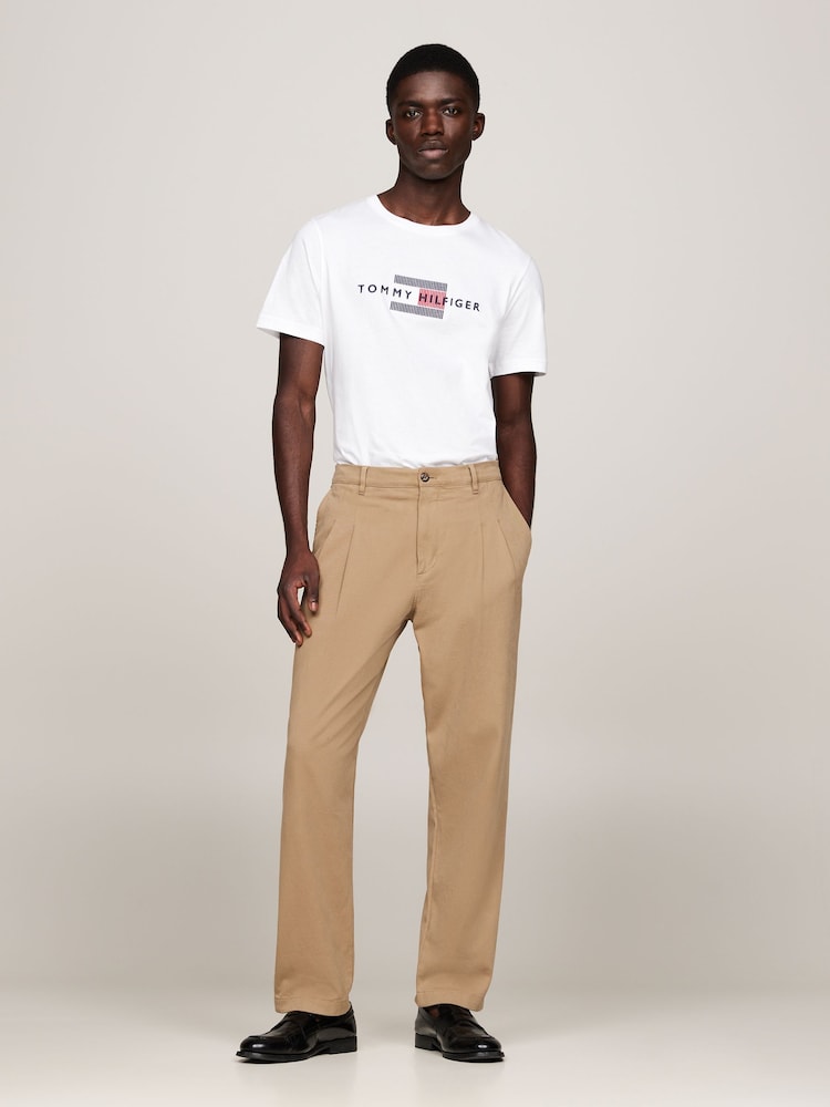 Tommy Hilfiger White 100% Cotton Flag Embroidered T-Shirt - Image 2 of 5