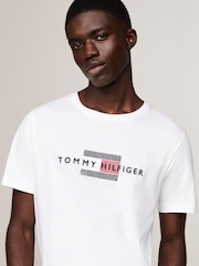 Tommy Hilfiger White 100% Cotton Flag Embroidered T-Shirt - Image 3 of 5