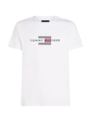 Tommy Hilfiger White 100% Cotton Flag Embroidered T-Shirt - Image 5 of 5