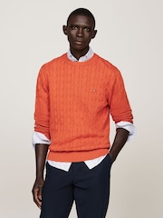 Tommy Hilfiger Orange Classic Cable Jumper - Image 1 of 5