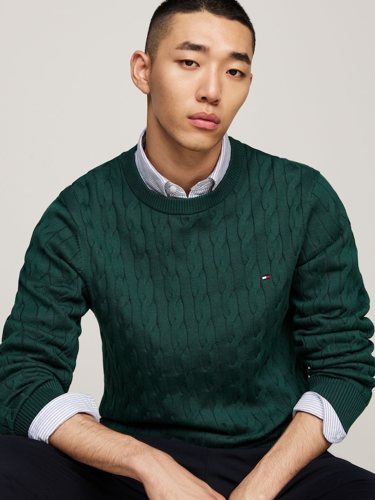 Tommy Hilfiger Green Classic Cable Jumper - Image 4 of 5