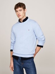 Tommy Hilfiger Blue Organic Pima Cotton Cashmere Crew Neck Sweater - Image 1 of 5