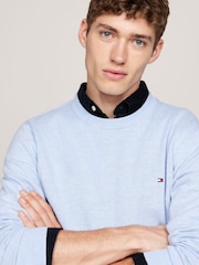 Tommy Hilfiger Blue Organic Pima Cotton Cashmere Crew Neck Sweater - Image 4 of 5