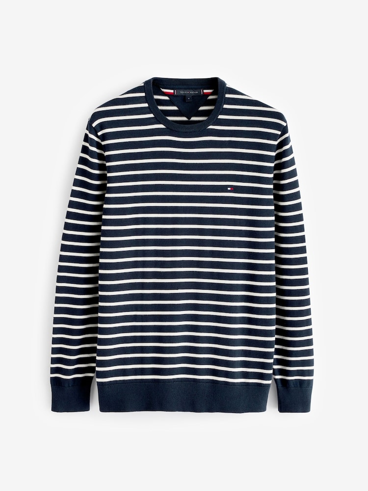 Tommy Hilfiger Blue Essential 100% Cotton Crew Neck Sweater - Image 1 of 3