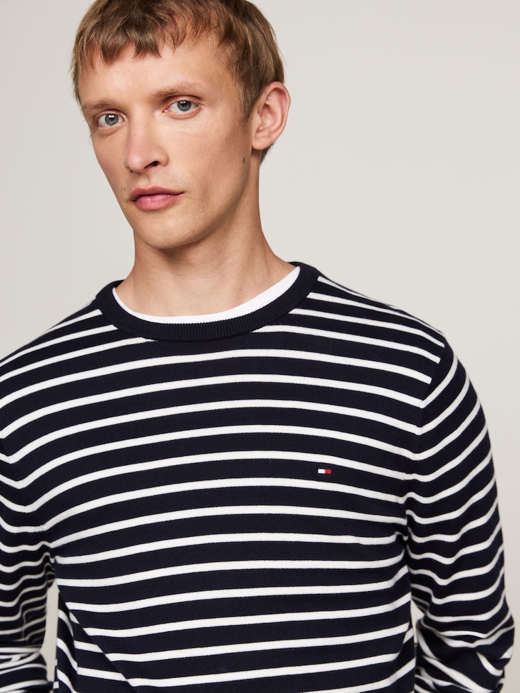 Tommy Hilfiger Blue Essential 100% Cotton Crew Neck Sweater - Image 3 of 3