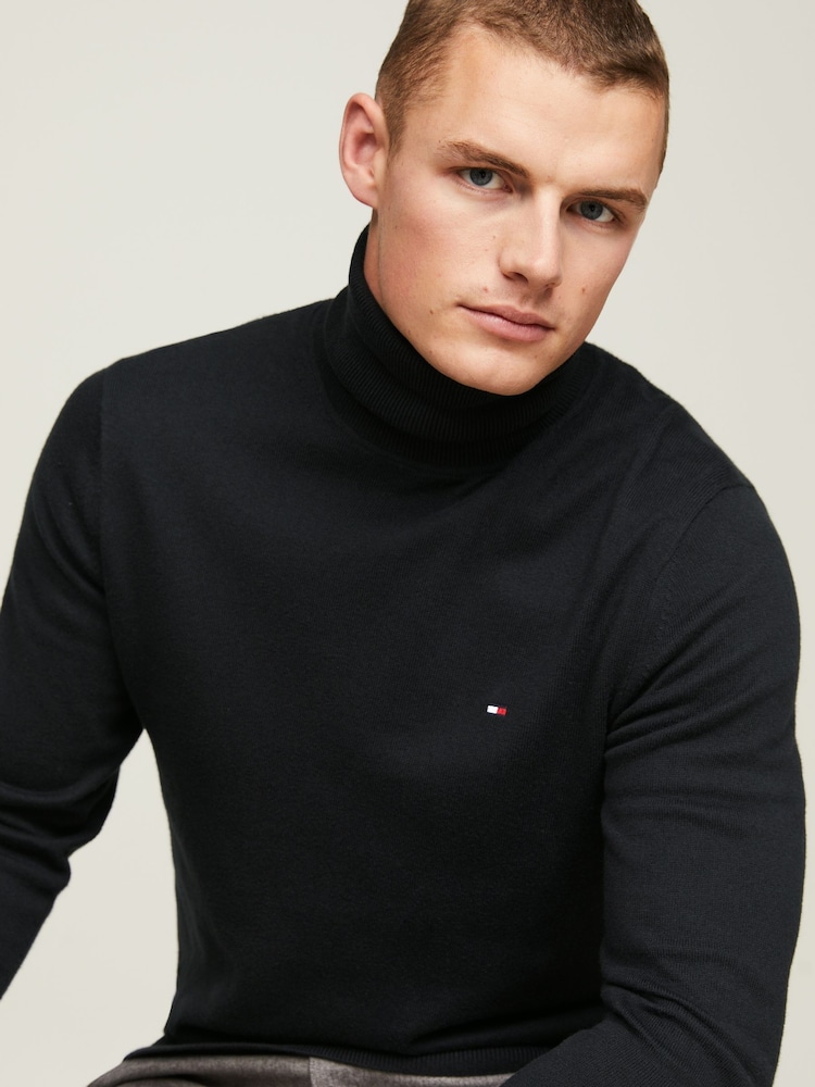 Zwart - Tommy Hilfiger Pima Cotton Cashmere Roll Neck Sweater - Image 3 of 5