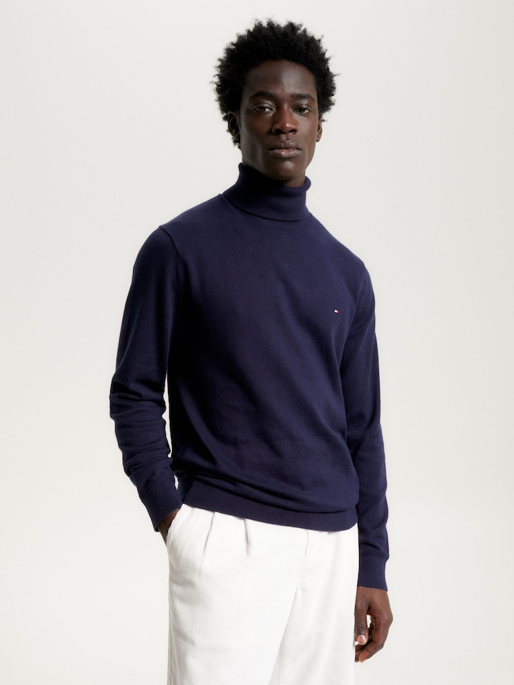 Blauw - Tommy Hilfiger Pima Cotton Cashmere Roll Neck Sweater - Image 1 of 5