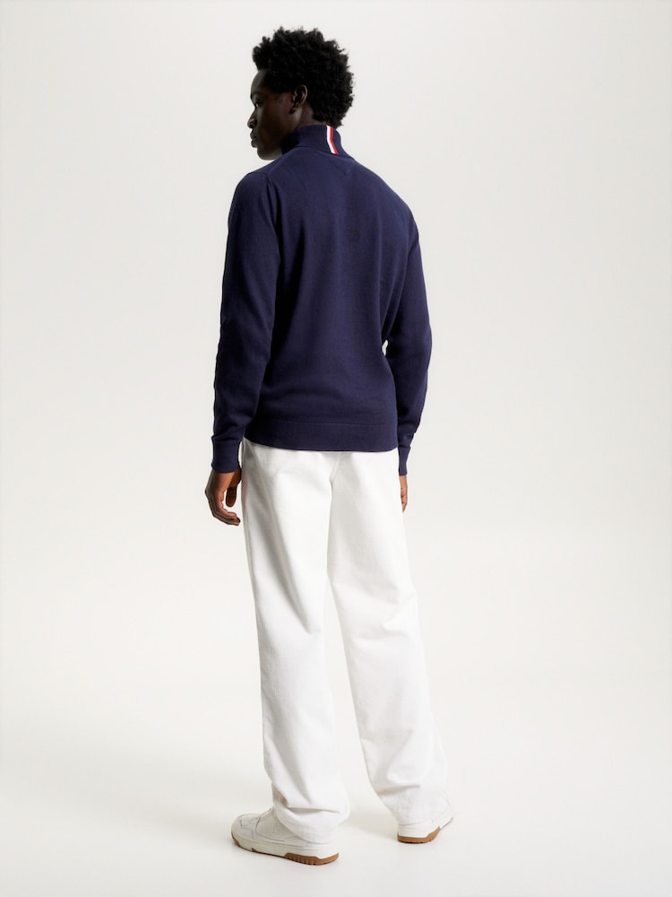 Blauw - Tommy Hilfiger Pima Cotton Cashmere Roll Neck Sweater - Image 2 of 5