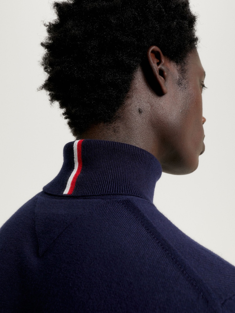 Blauw - Tommy Hilfiger Pima Cotton Cashmere Roll Neck Sweater - Image 3 of 5