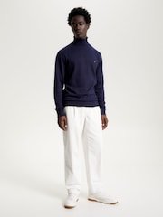 Blauw - Tommy Hilfiger Pima Cotton Cashmere Roll Neck Sweater - Image 4 of 5