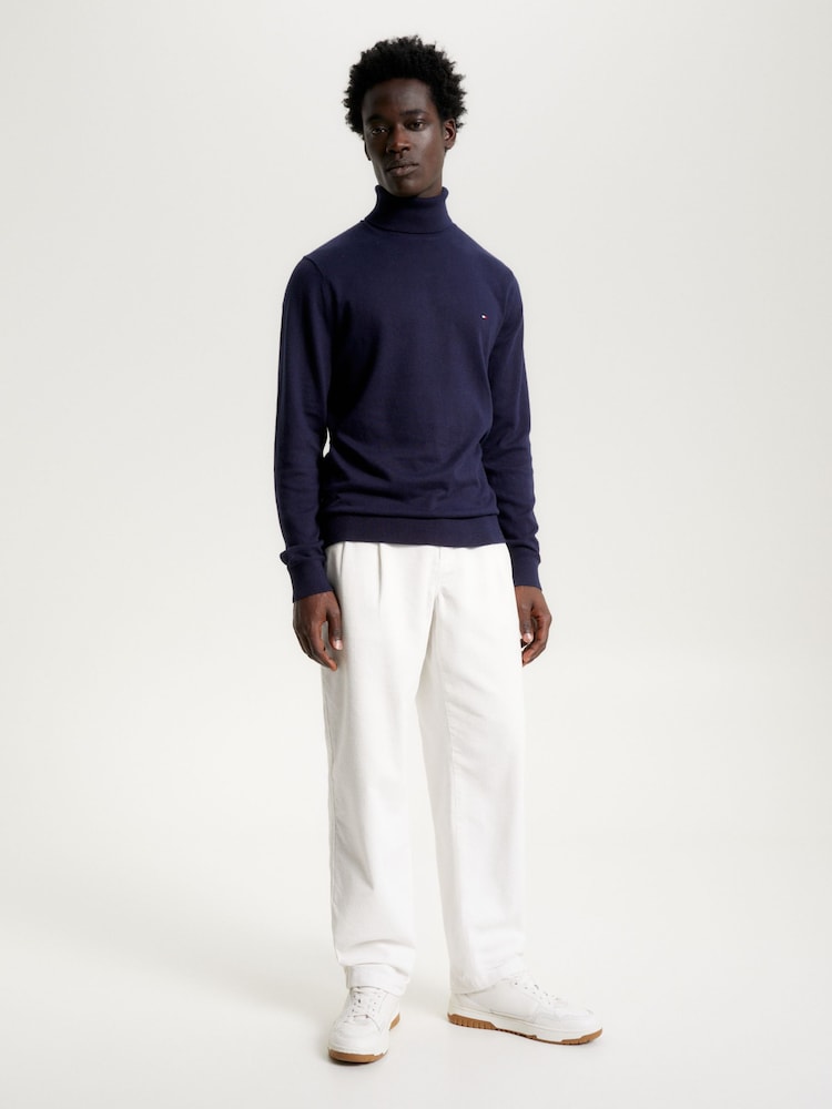 Blauw - Tommy Hilfiger Pima Cotton Cashmere Roll Neck Sweater - Image 4 of 5