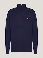 Blauw - Tommy Hilfiger Pima Cotton Cashmere Roll Neck Sweater - Image 5 of 5
