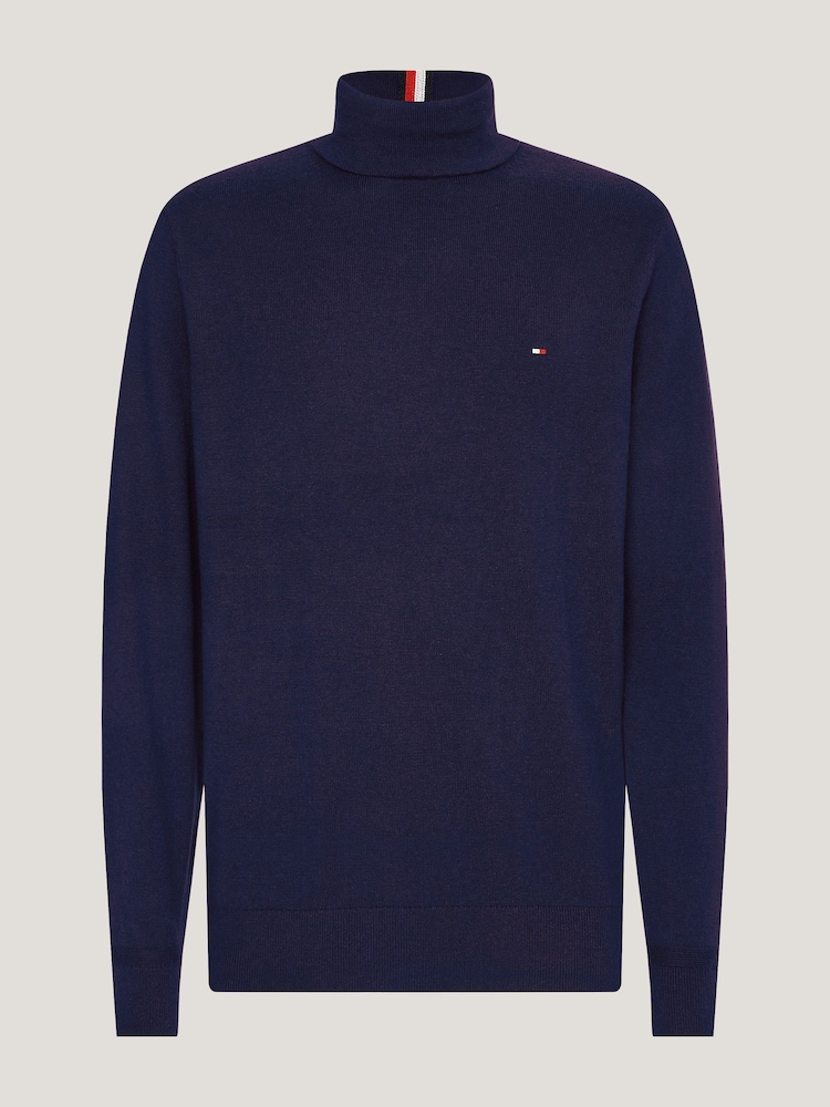 Blauw - Tommy Hilfiger Pima Cotton Cashmere Roll Neck Sweater - Image 5 of 5