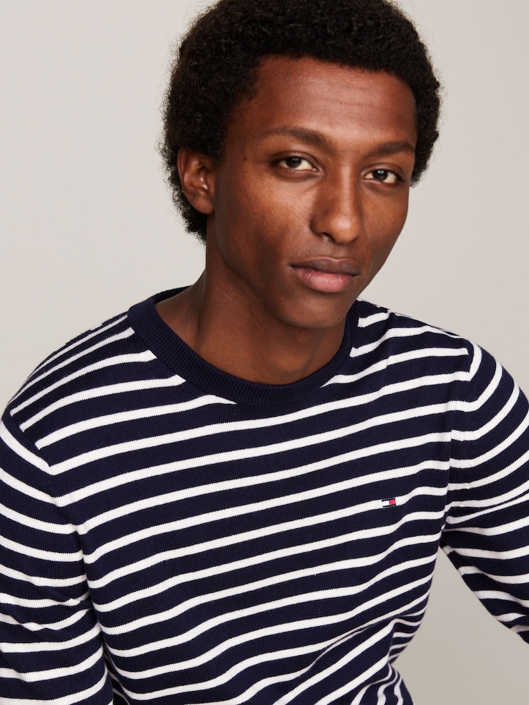 Tommy Hilfiger Blue Cotton Blend Jumper With Cashmere - Image 4 of 5