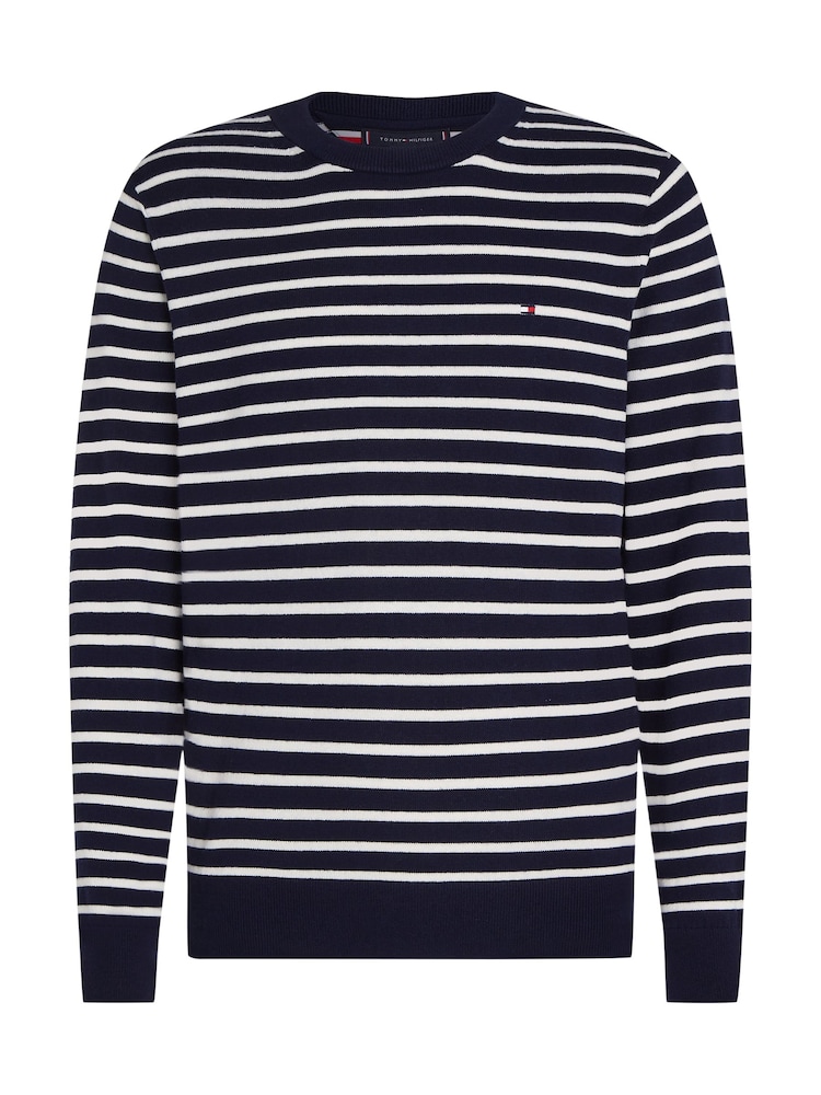 Tommy Hilfiger Blue Cotton Blend Jumper With Cashmere - Image 5 of 5 Tommy Hilfiger Blue Cotton Blend Jumper With Cashmere - Image 5 of 5