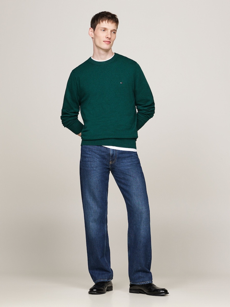 Tommy Hilfiger Green Cotton Blend Jumper With Cashmere - Image 1 of 4