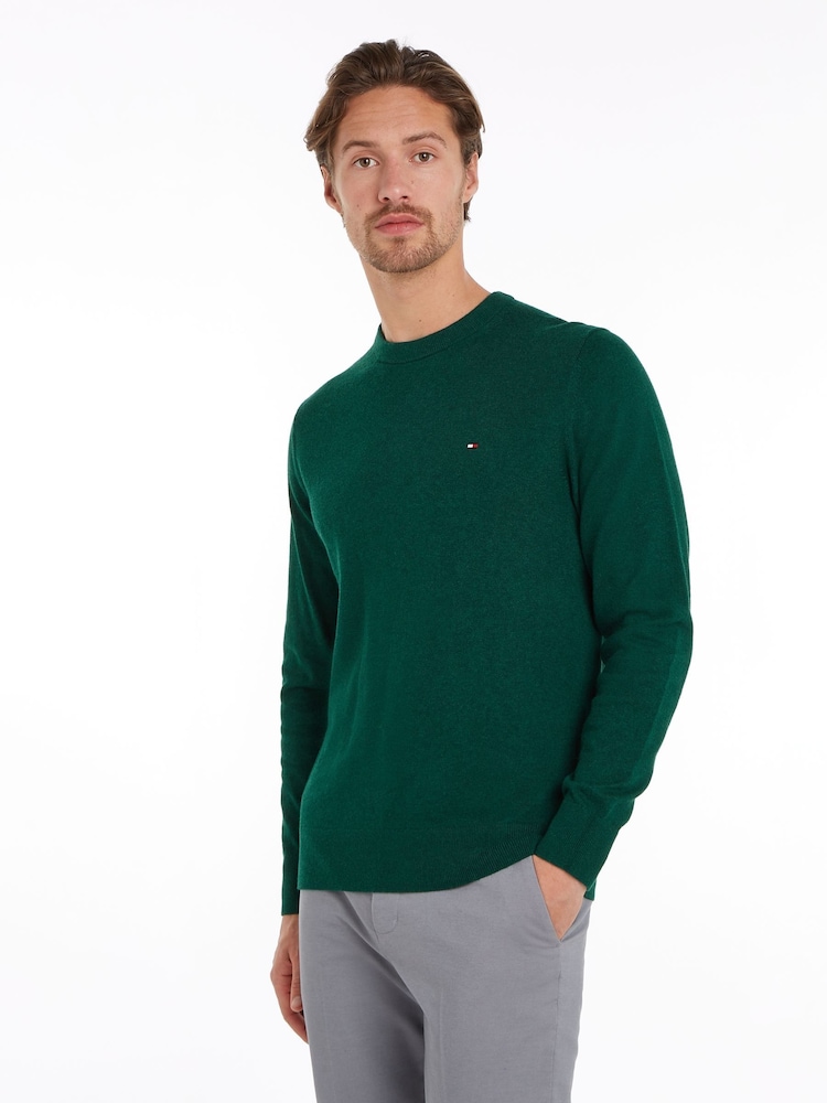 Tommy Hilfiger Green Cotton Blend Jumper With Cashmere - Image 2 of 4