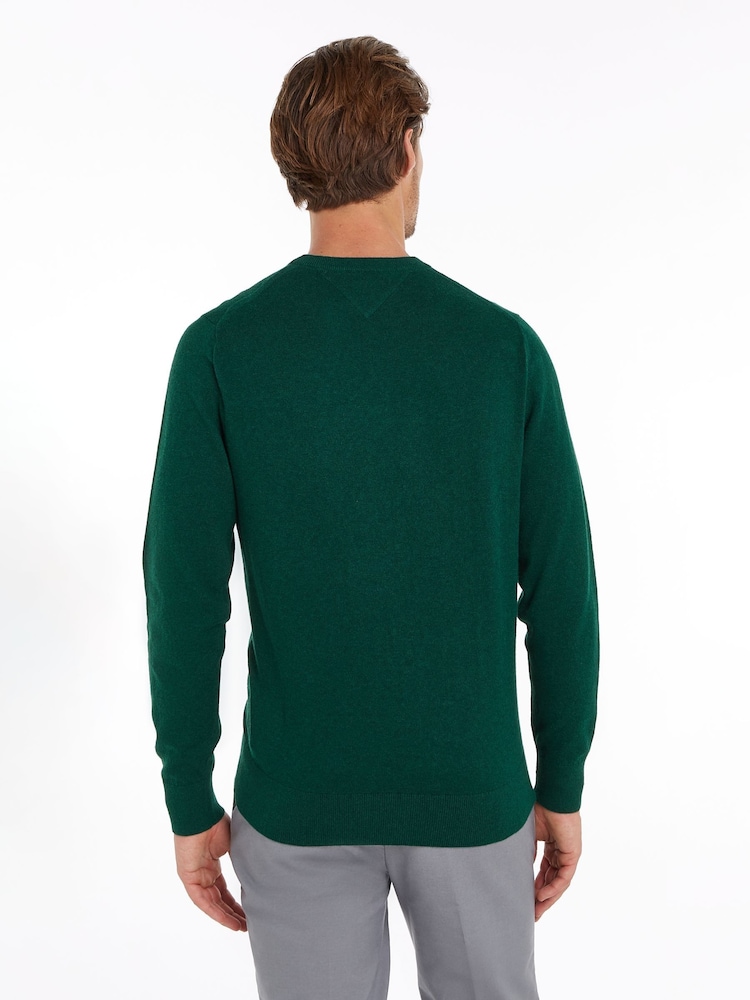 Tommy Hilfiger Green Cotton Blend Jumper With Cashmere - Image 3 of 4