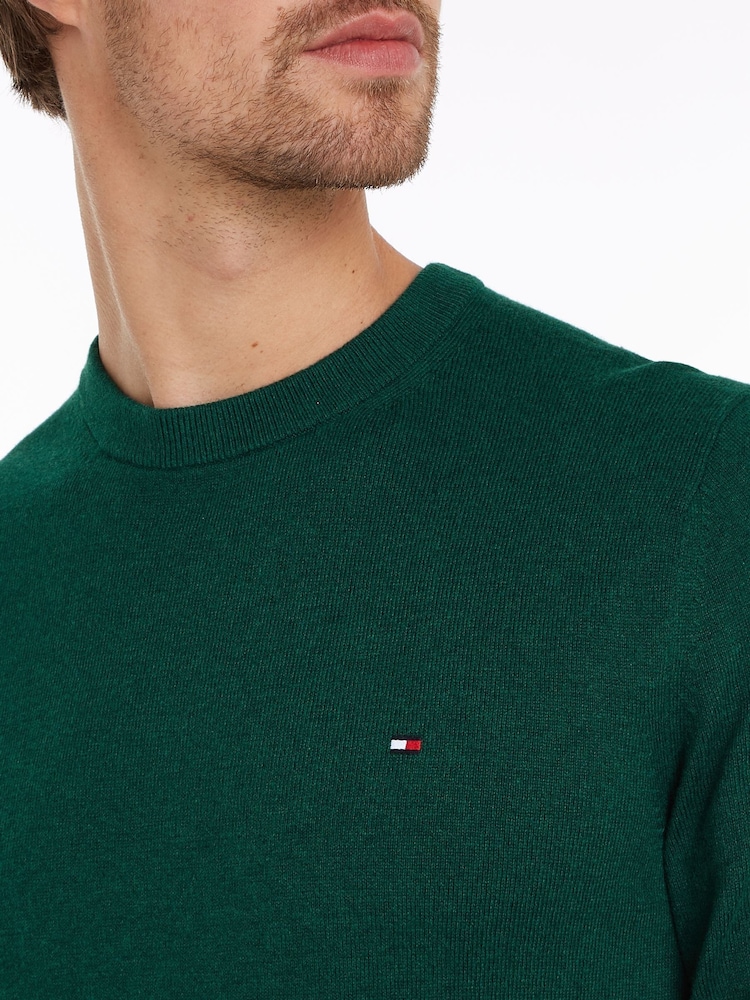 Tommy Hilfiger Green Cotton Blend Jumper With Cashmere - Image 4 of 4