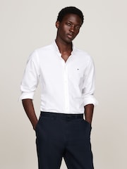 Tommy Hilfiger White Slim Fit Oxford Dobby Shirt - Image 1 of 5